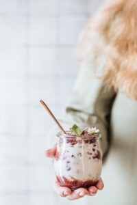 Raspberry pudding with toppings